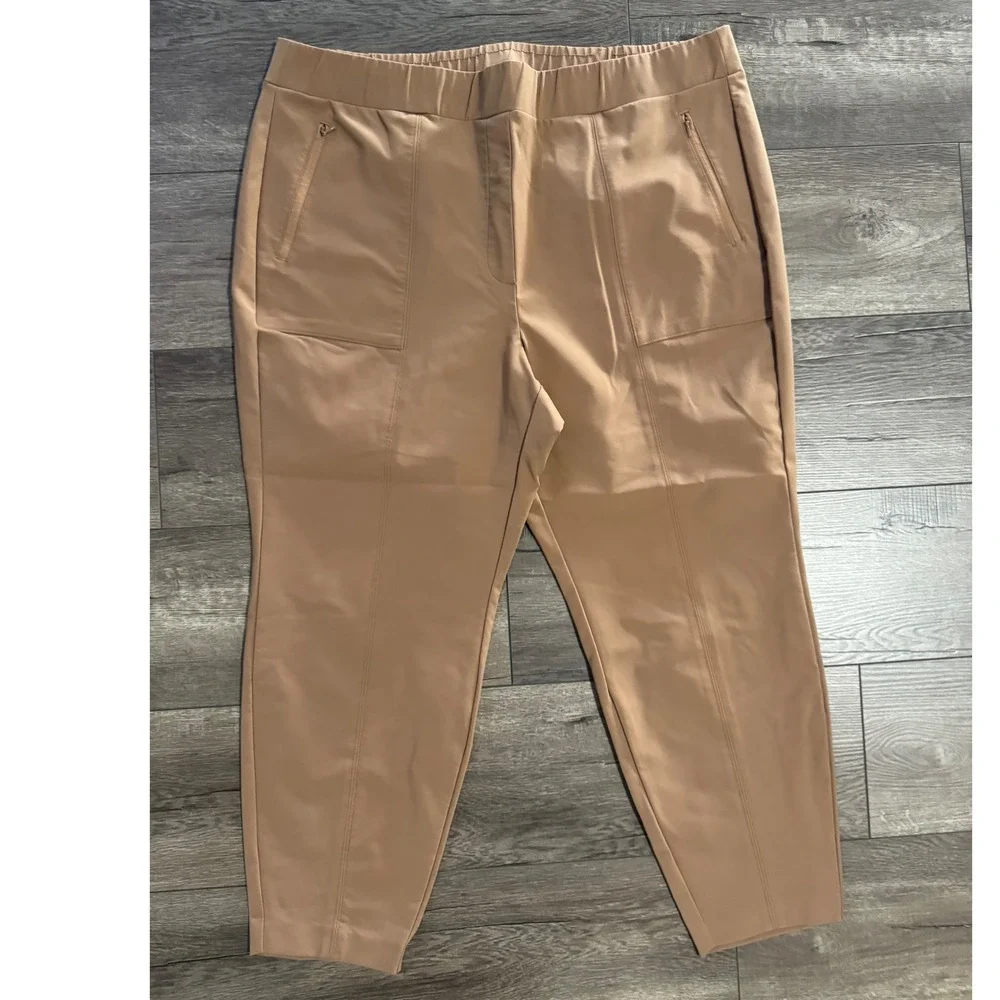 Lane‎ Bryant Womens Size 22 Beige Ankle Pants Elastic Waist Pull On